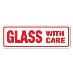 glass with care labels for shipping and storage