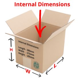 single wall boxes 280x215x205mm